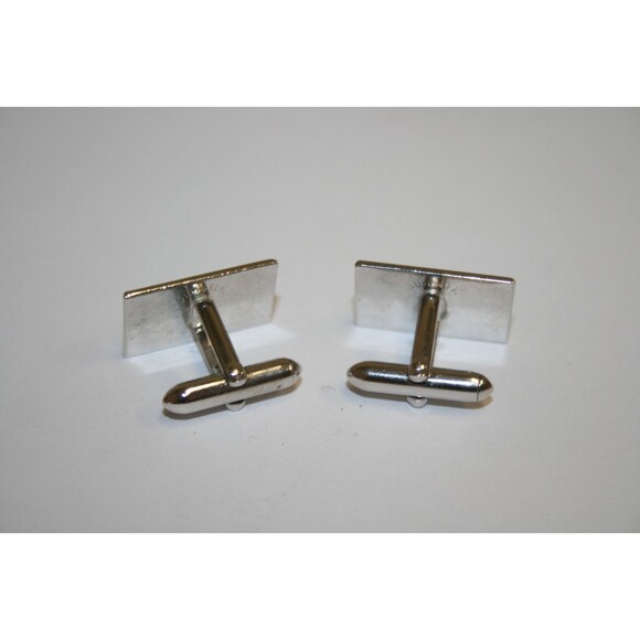 Vintage Chrome Silver Squared SWANK Mid Century Modern Cuff Links Set RARE - Picture 3 of 6